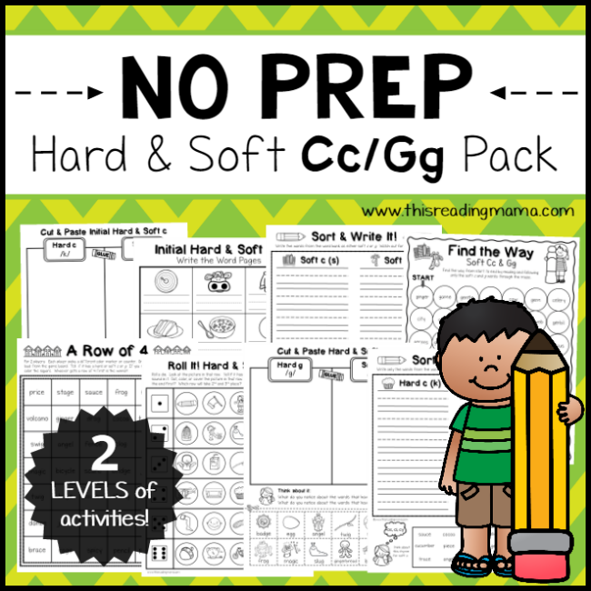 Hard and Soft C and G Pack - 2 Levels of NO PREP Activities - This Reading Mama