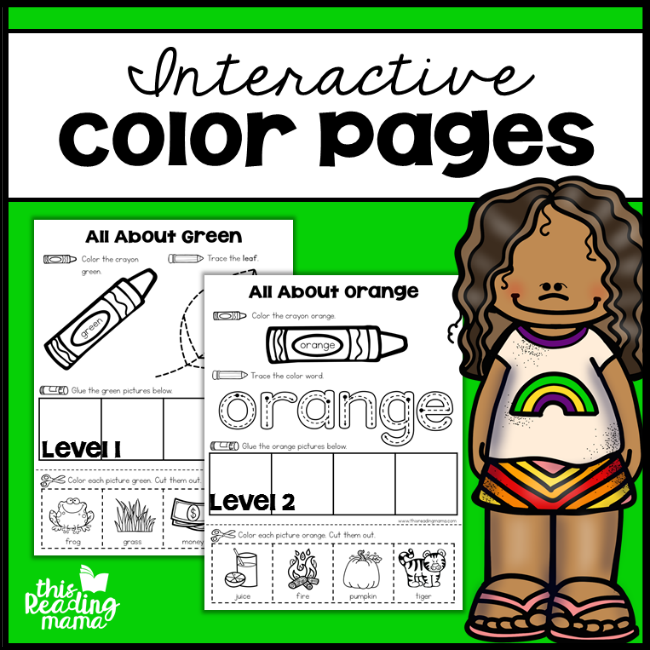 Interactive Color Pages - 2 Levels - This Reading Mama