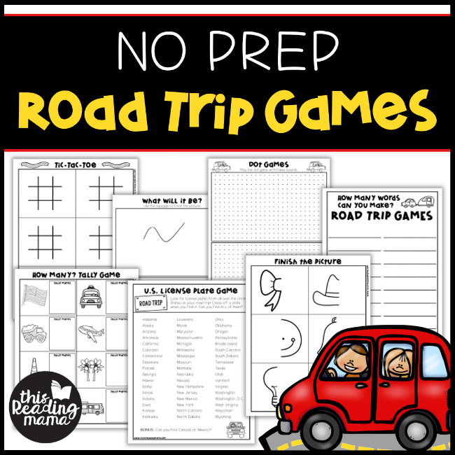 NO PREP Road Trip Games Pack - This Reading Mama