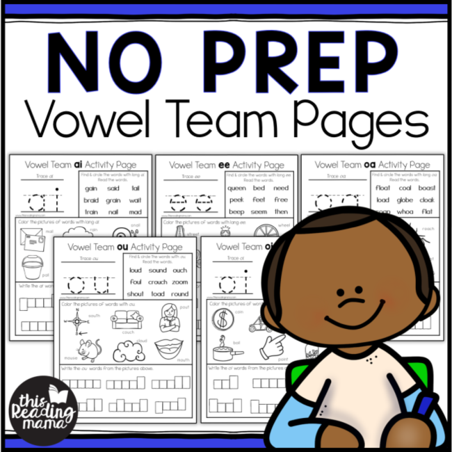 NO PREP Vowel Team Pages - This Reading Mama