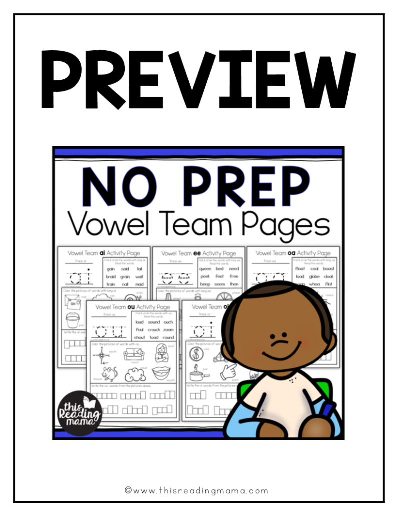 NO PREP Vowel Team Pages Preview - This Reading Mama