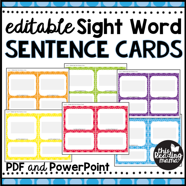 Editable Sight Word Sentence Cards - This Reading Mama