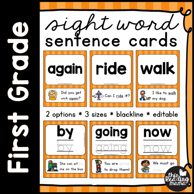 First Grade Sight Word Sentence Cards - This Reading Mama