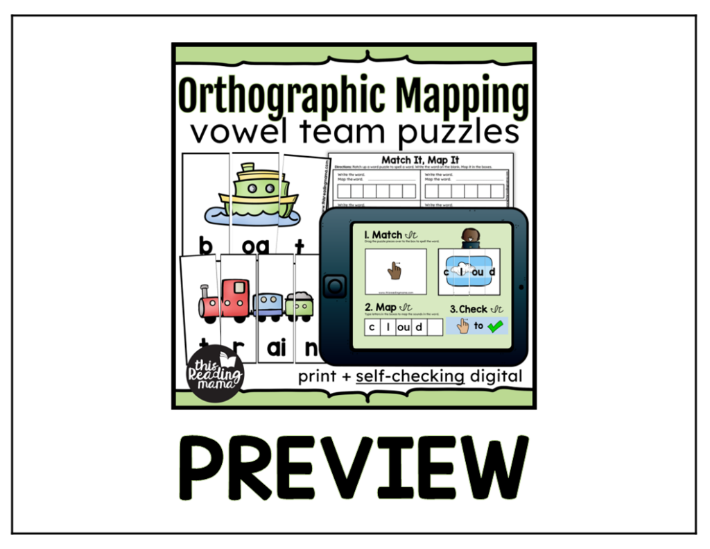 Vowel Team Orthographic Mapping Puzzles Preview - This Reading Mama