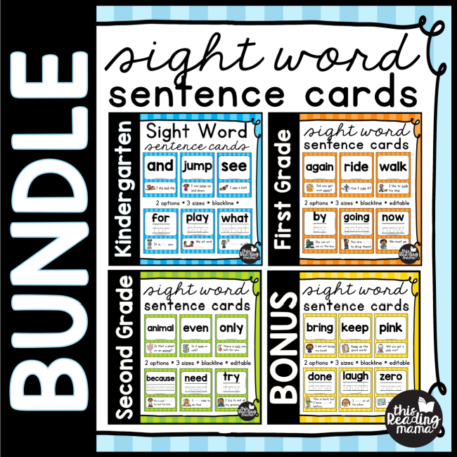 K-2 Sight Word Sentence Cards Bundle - This Reading Mama