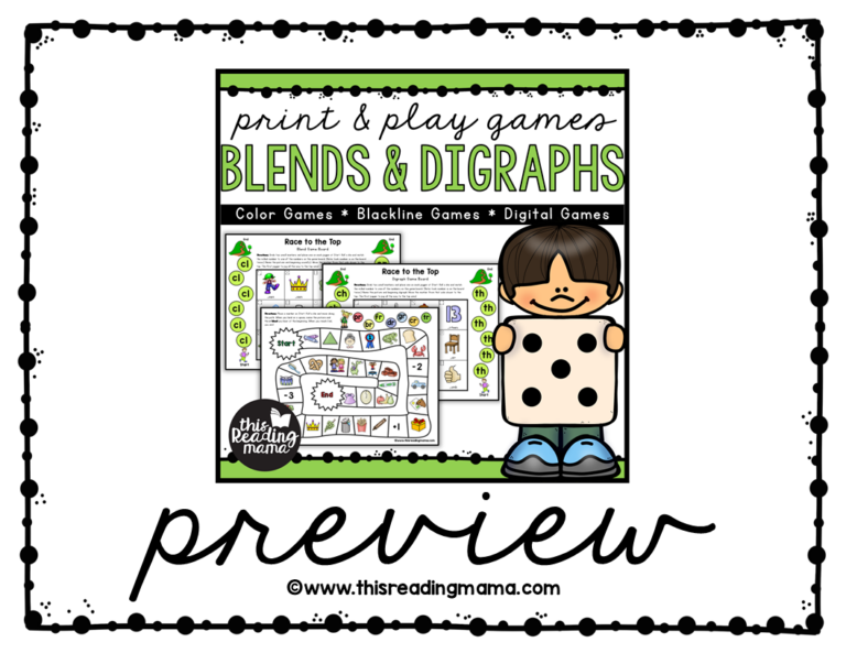 Print and Play Blends and Digraphs Games - This Reading Mama's Shop