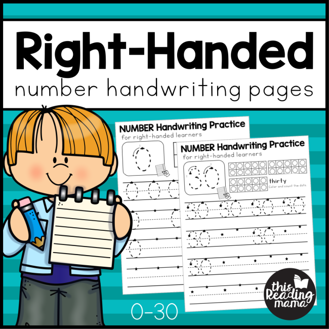 Right-Handed Number Handwriting Pages - This Reading Mama