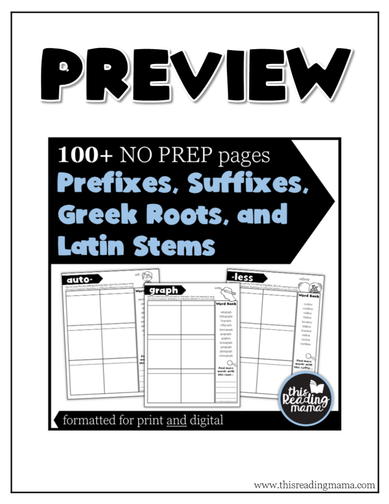 NO PREP Morpheme Pages Preview - This Reading Mama