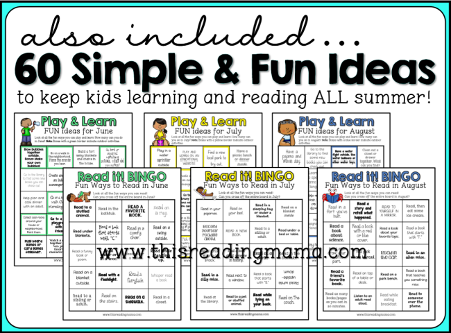 K-1 Summer Learning Games Pack - Simple Learning and Reading Ideas included!