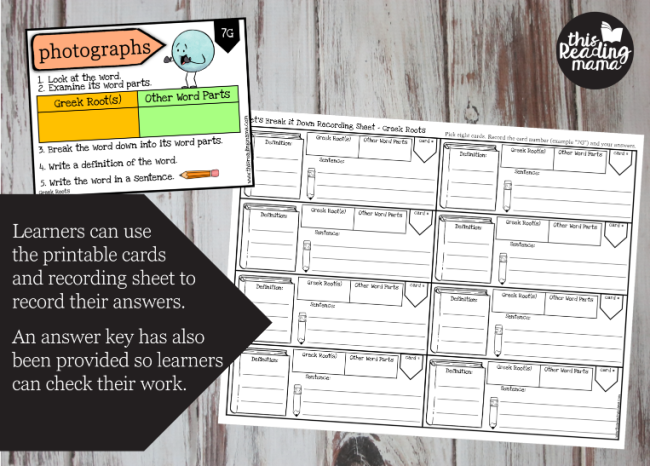 Break it Down - Greek Root Cards - Printable option available