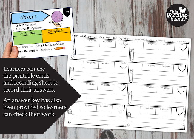 Closed Syllable Cards - Printable Option