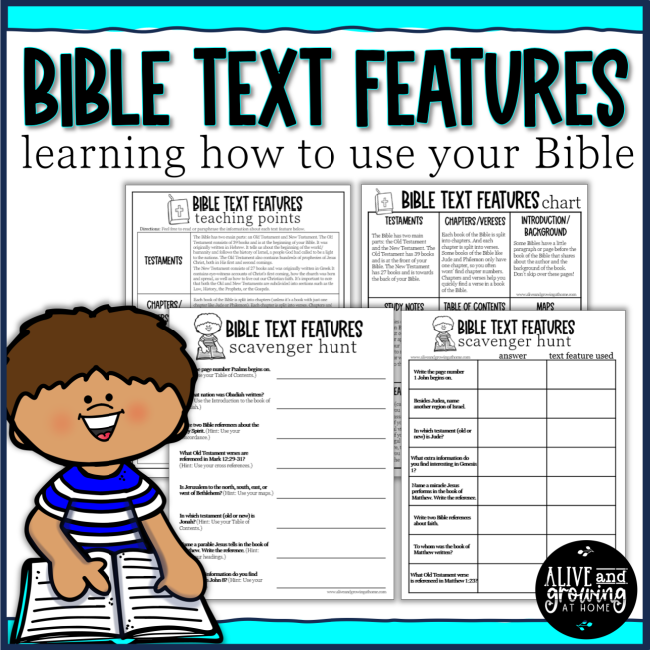 Bible Text Features Pack ~ Learning How to Use your Bible ~ Alive and Growing at Home