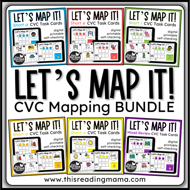 CVC Mapping Task Cards Bundle - This Reading Mama