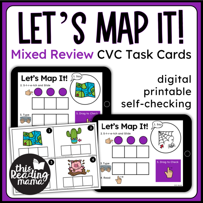 CVC Review Mapping Cards - Printable and Digital Task Cards - This Reading Mama