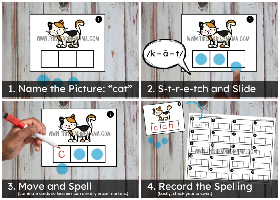 CVC Mapping Task Cards Bundle - includes 136 printable task cards