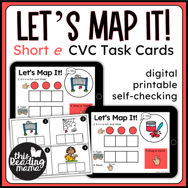Short e Mapping Task Cards - Printable and Digital - This Reading Mama