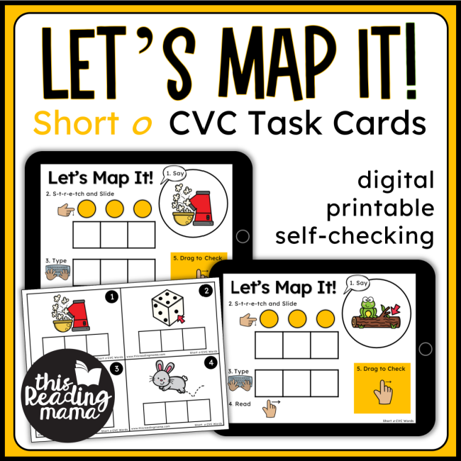 Short o Mapping Cards - Printable and Digital Task Cards - This Reading Mama