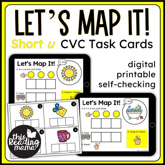 Short u Mapping Cards - Printable and Digital Task Cards - This Reading Mama
