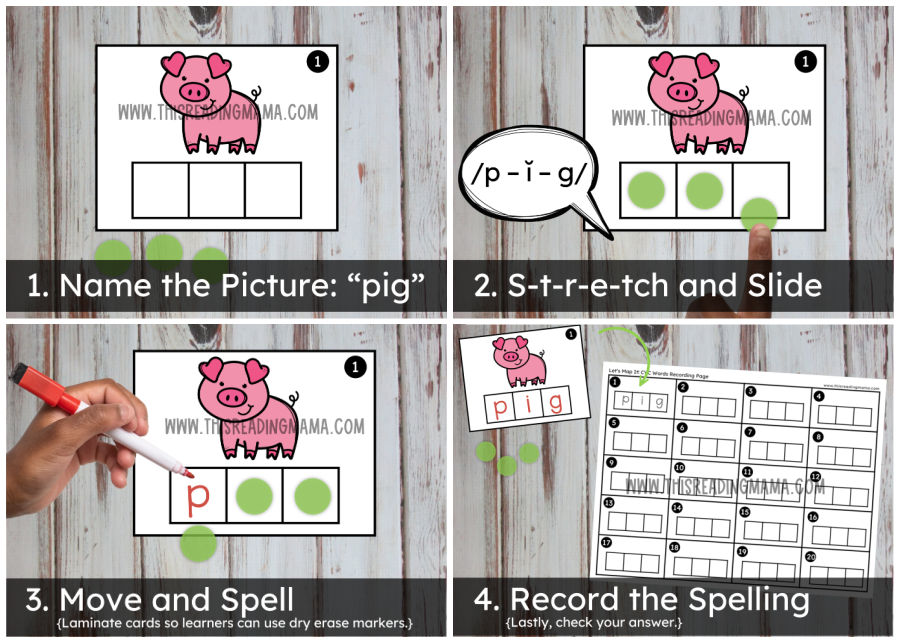 CVC Mixed Review Mapping Cards - Steps 1 through 4 - This Reading Mama